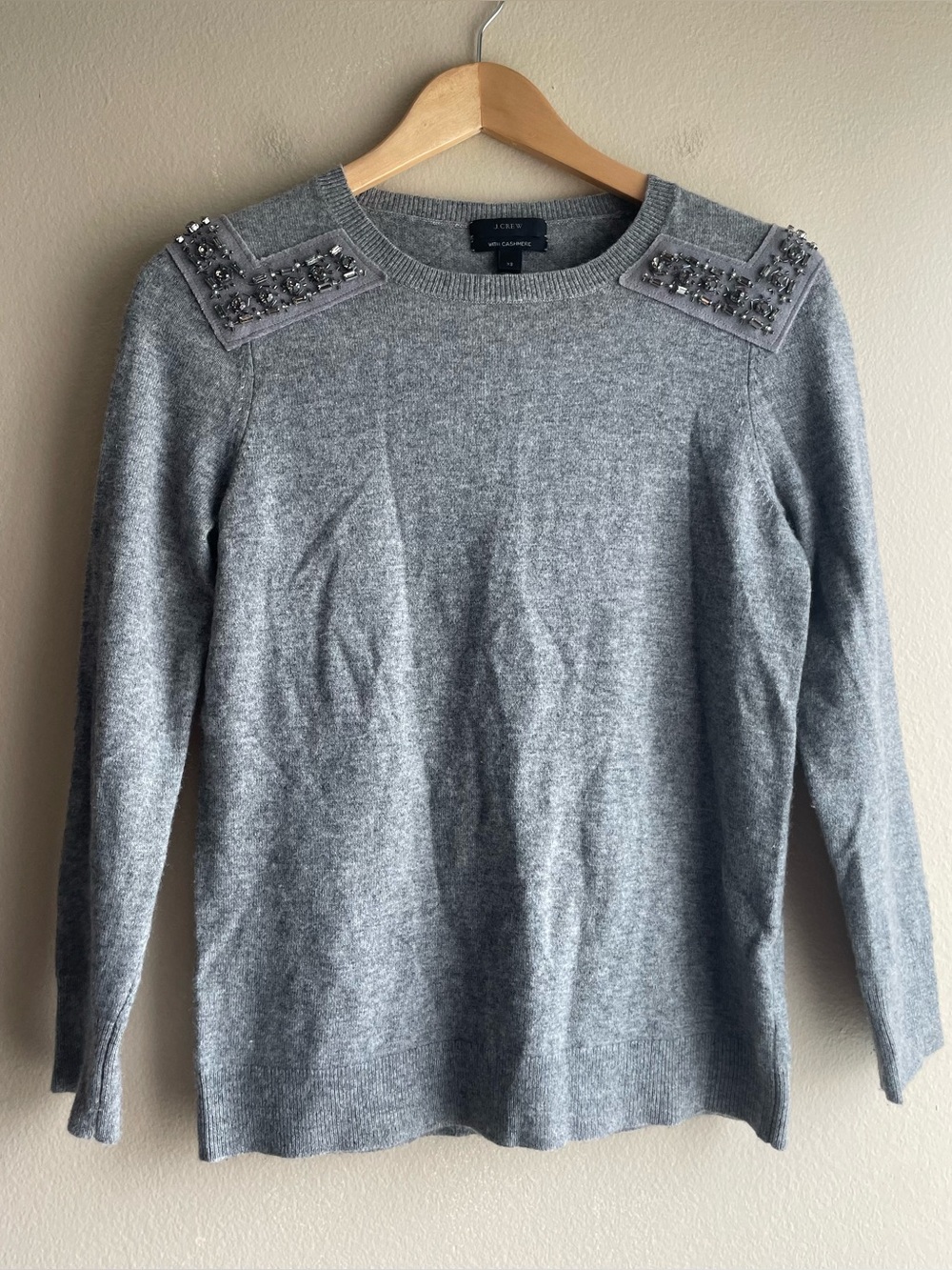 J.Crew Women Wool Cashmere Gray Crew Neck Sweater Size XS